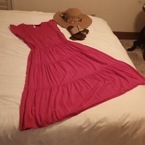 Zesica smocked flowy dress, Hot pink, size L